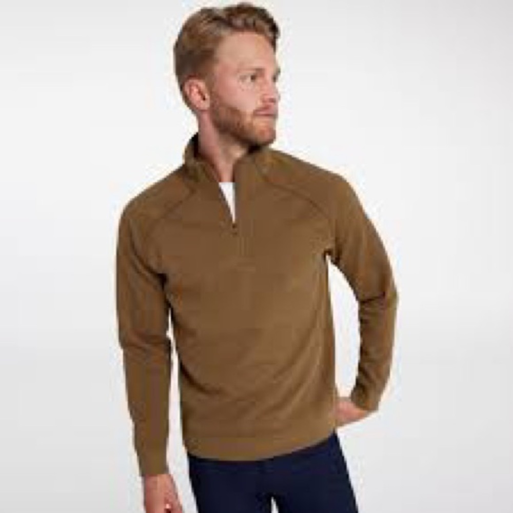 VRST Men's Recharge Pebble 1/4 Zip Pullover, Brown Spice Heather, Small, NWT!
